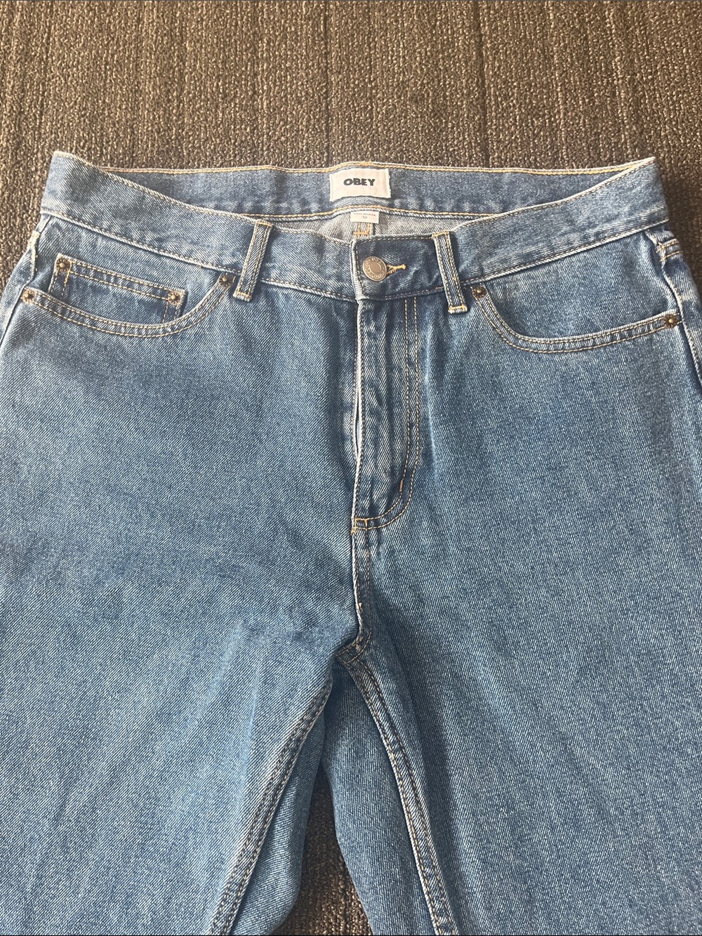 Obey Men's Medium Blue Straight Leg Jeans